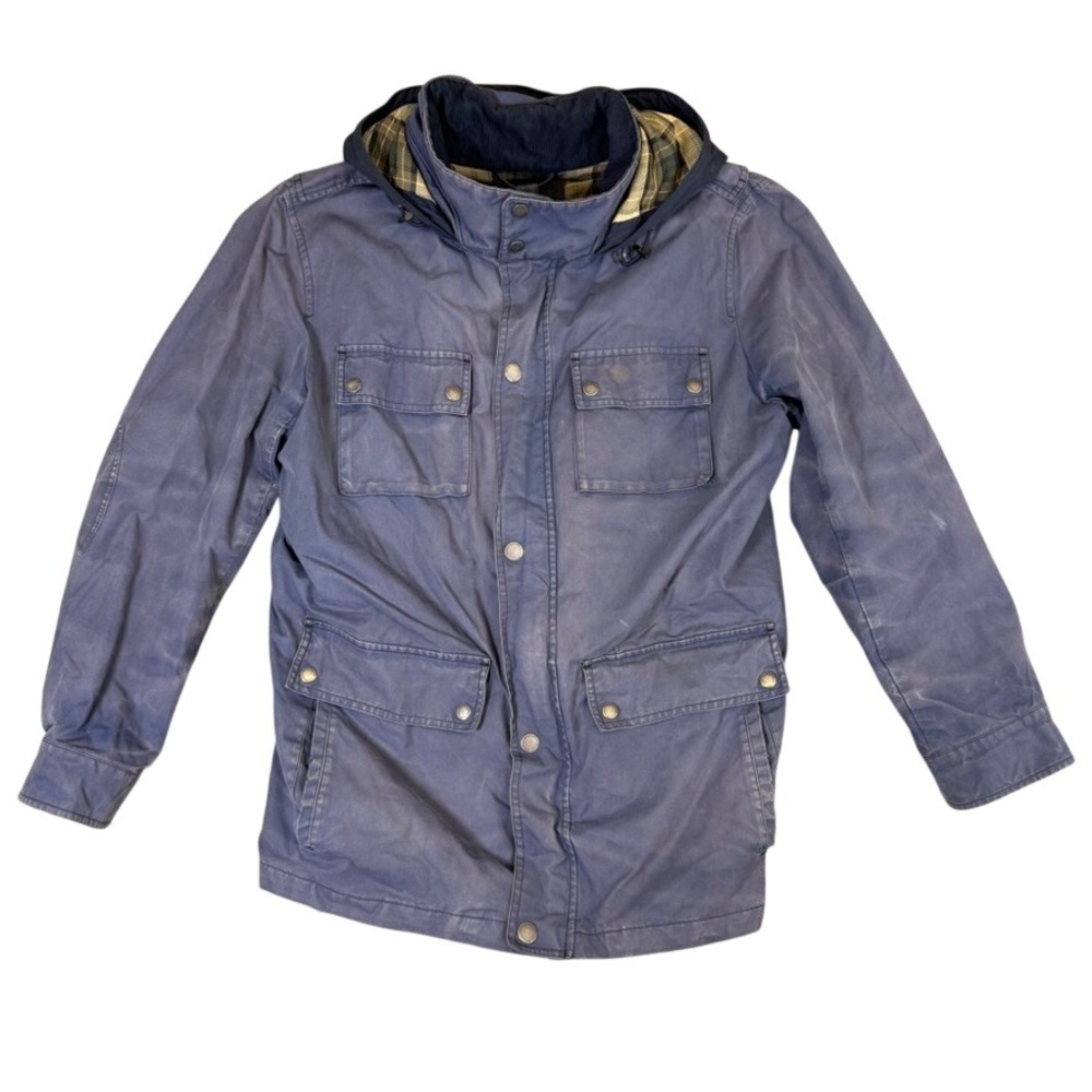 Brooks Brothers Mens Blue Field Jacket Removable Liner Hooded Utility Coat Large